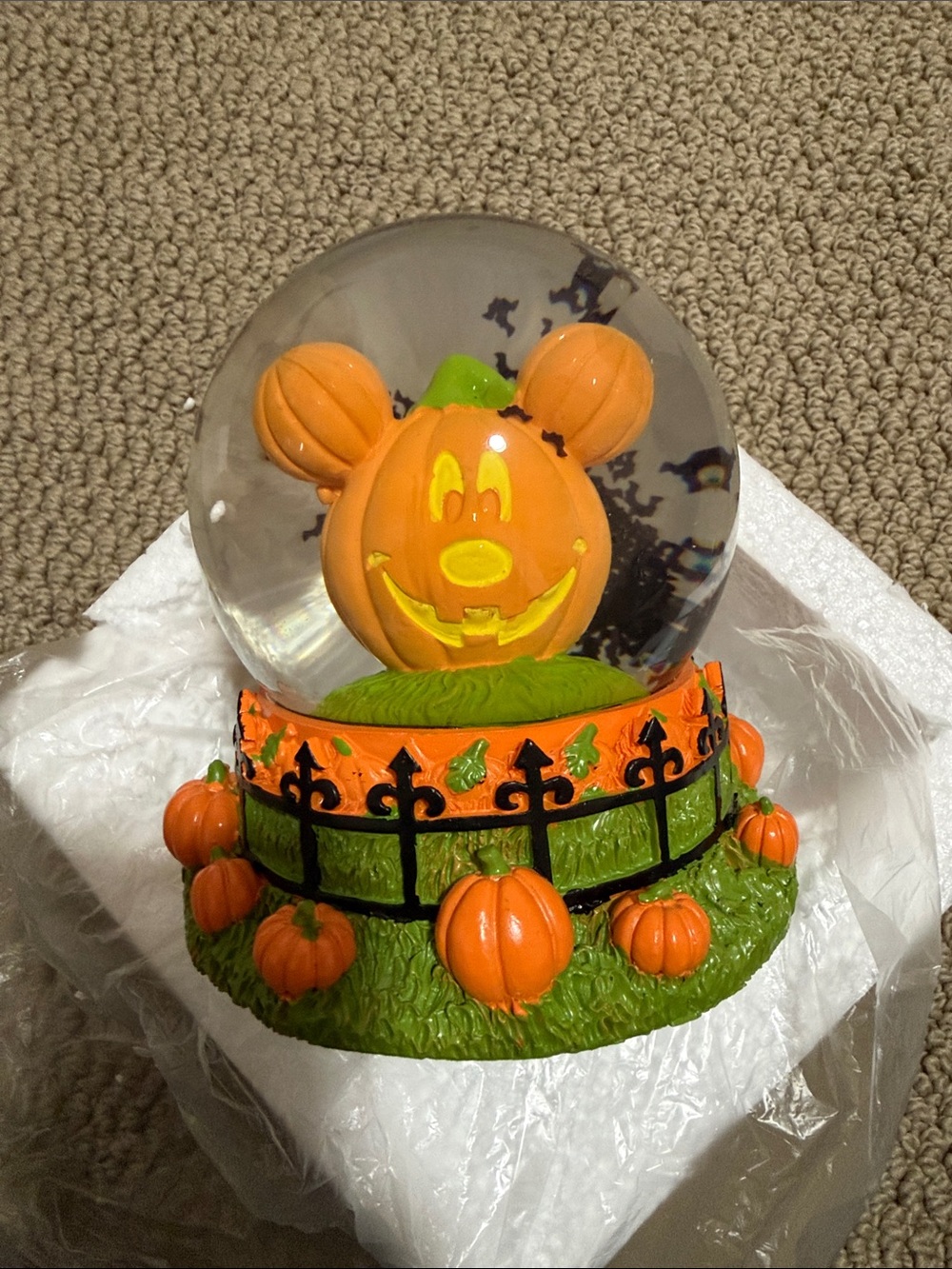 Disney Orange Pumpkin Mickey Snow Globe